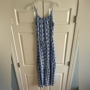 LOFT Blue and White Floral Maxi Dress